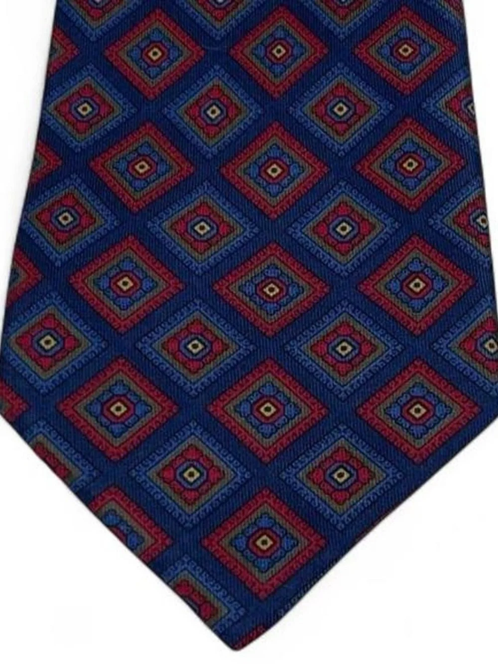 Massimo Dutti Pure Silk Blue & Red Patterned Tie L58